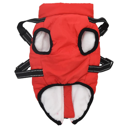 Dog Coat with Harness Waterproof Reflective Red L