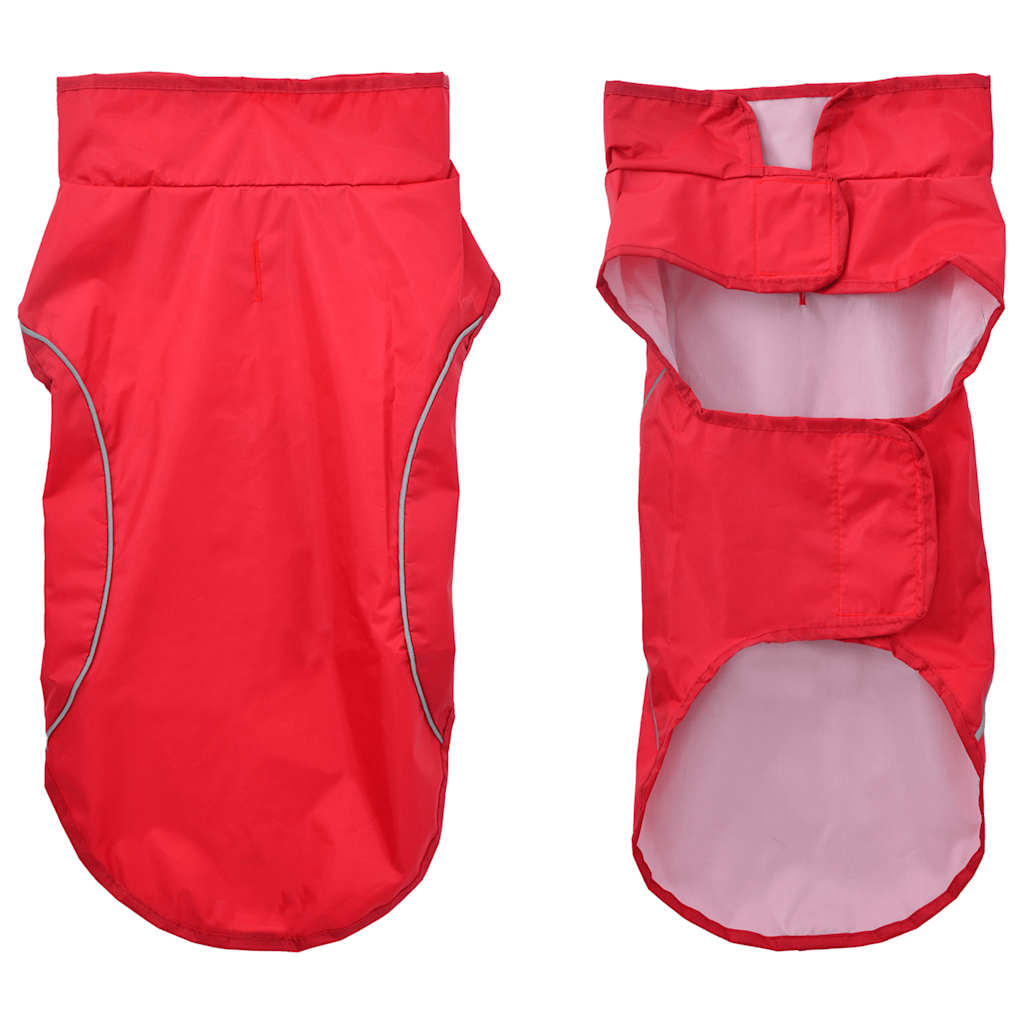 Dog Raincoat with Reflective Strips Polyester Red XXS