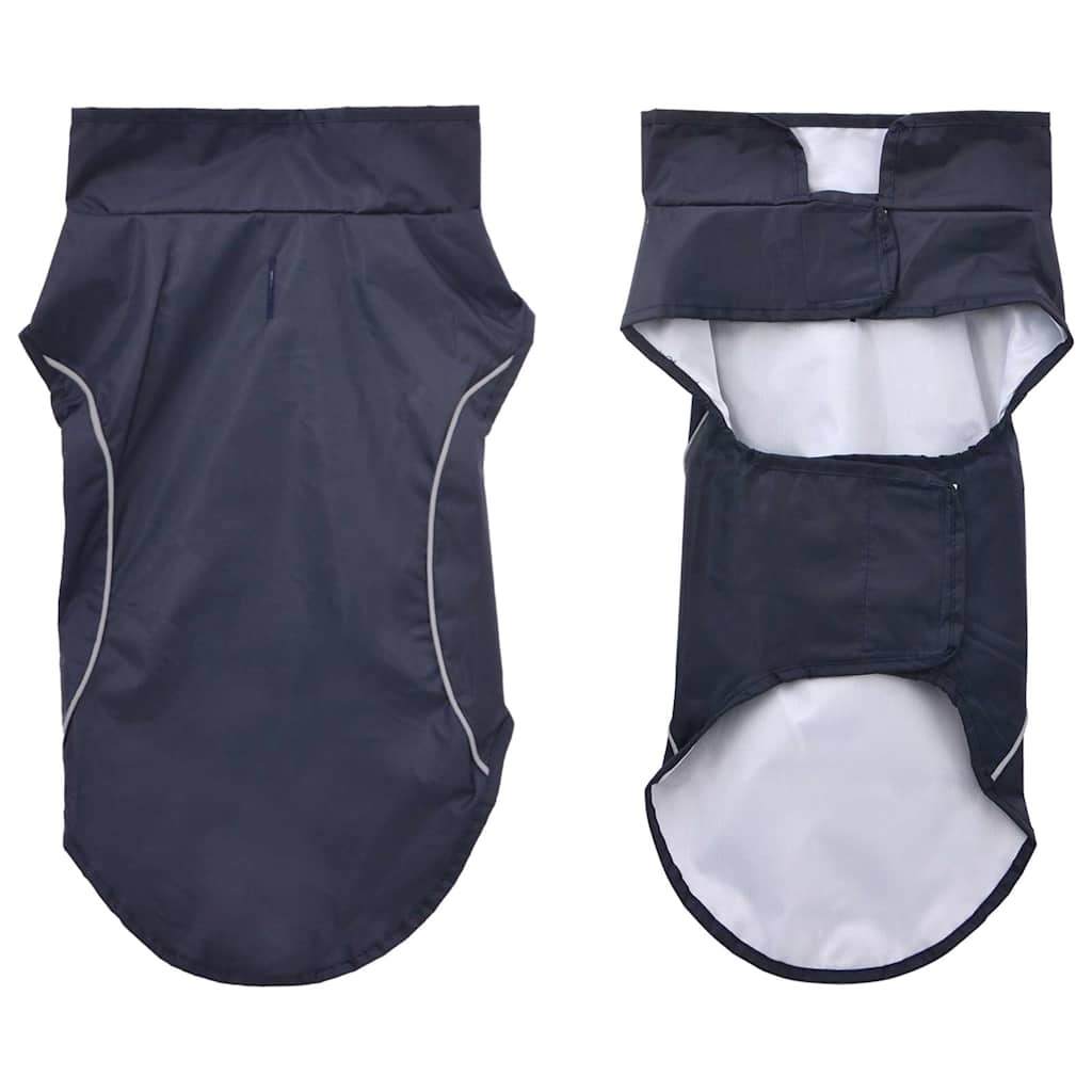 Dog Raincoat with Reflective Strips Polyester Navy Blue XXS