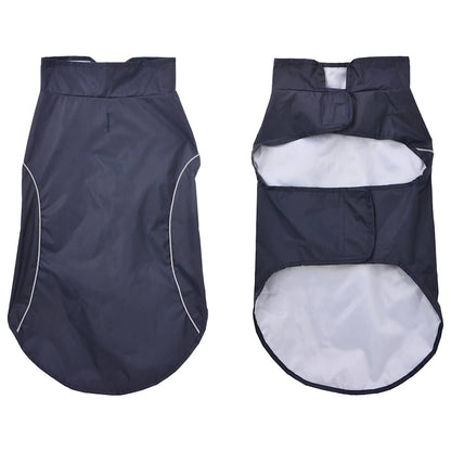 Dog Raincoat with Reflective Strips Polyester Navy Blue XL