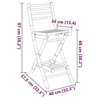 Outdoor Bar Stools with Footrests 2 pcs Foldable Bamboo