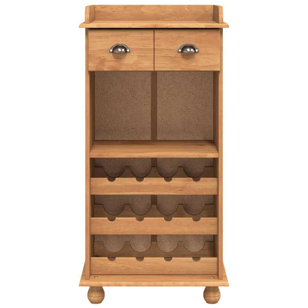 Wine Cabinet ASKIM with 12 Bottle Holders Honey Brown Solid Wood Pine