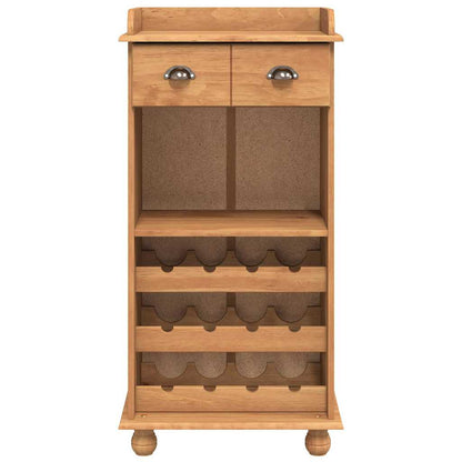 Wine Cabinet ASKIM with 12 Bottle Holders Honey Brown Solid Wood Pine