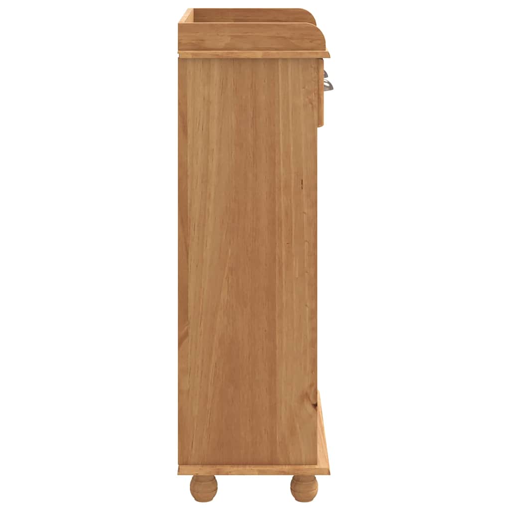 Wine Cabinet ASKIM with 12 Bottle Holders Honey Brown Solid Wood Pine