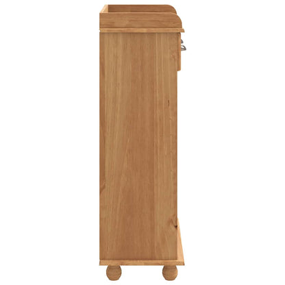 Wine Cabinet ASKIM with 12 Bottle Holders Honey Brown Solid Wood Pine