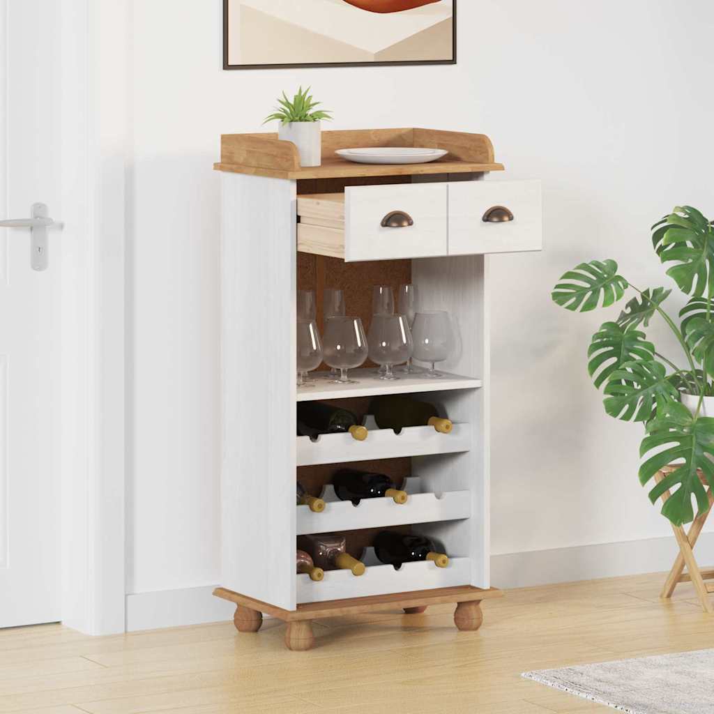 Wine Cabinet "ASKIM" with 12 Bottle Holders White Solid Wood Pine