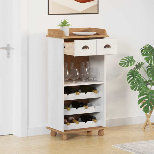 Wine Cabinet "ASKIM" with 12 Bottle Holders White Solid Wood Pine