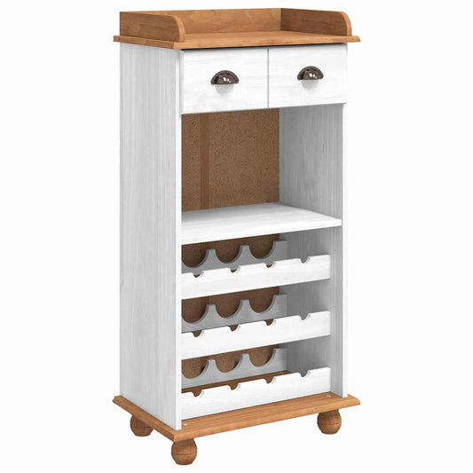 Wine Cabinet "ASKIM" with 12 Bottle Holders White Solid Wood Pine