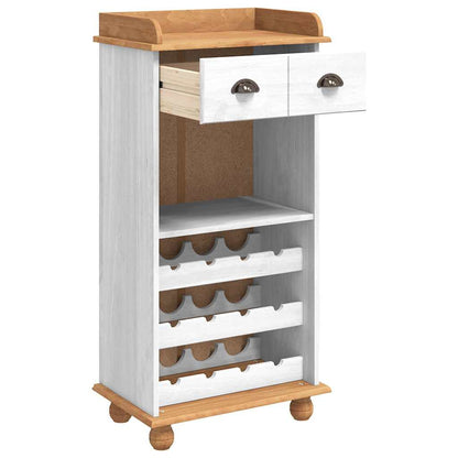 Wine Cabinet "ASKIM" with 12 Bottle Holders White Solid Wood Pine