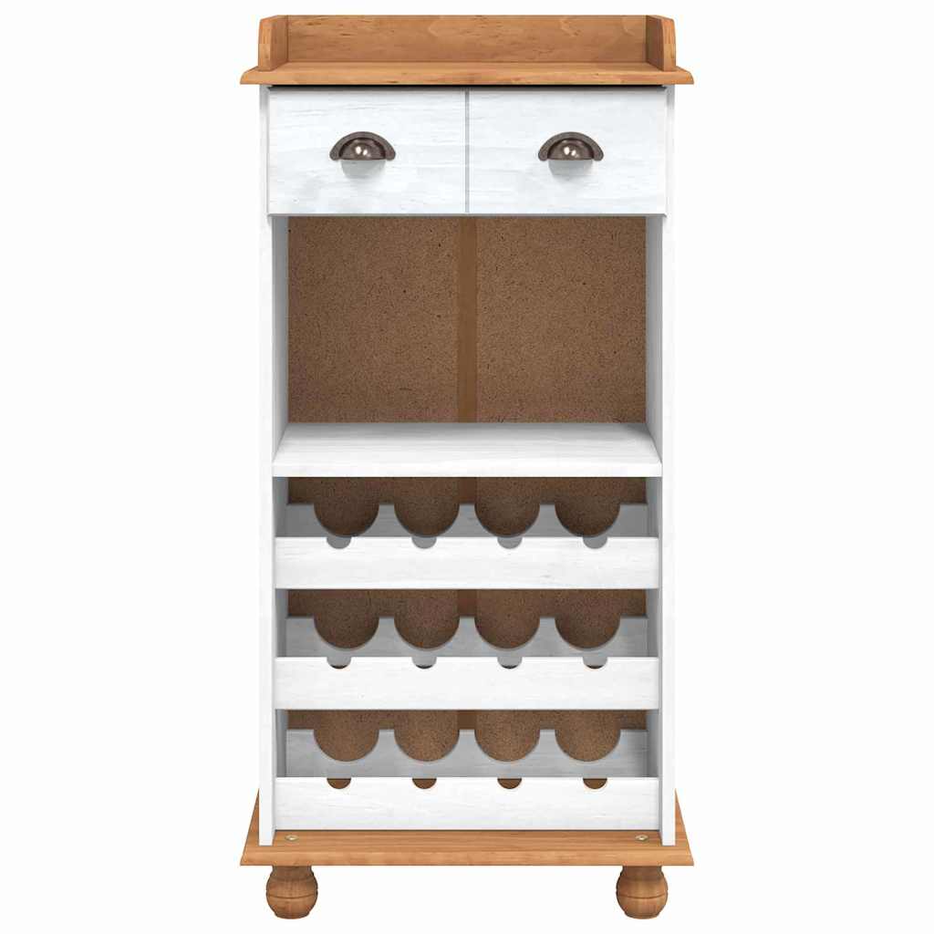 Wine Cabinet "ASKIM" with 12 Bottle Holders White Solid Wood Pine
