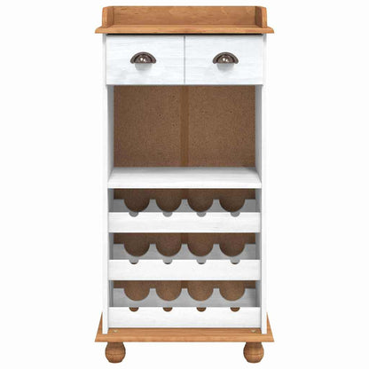 Wine Cabinet "ASKIM" with 12 Bottle Holders White Solid Wood Pine