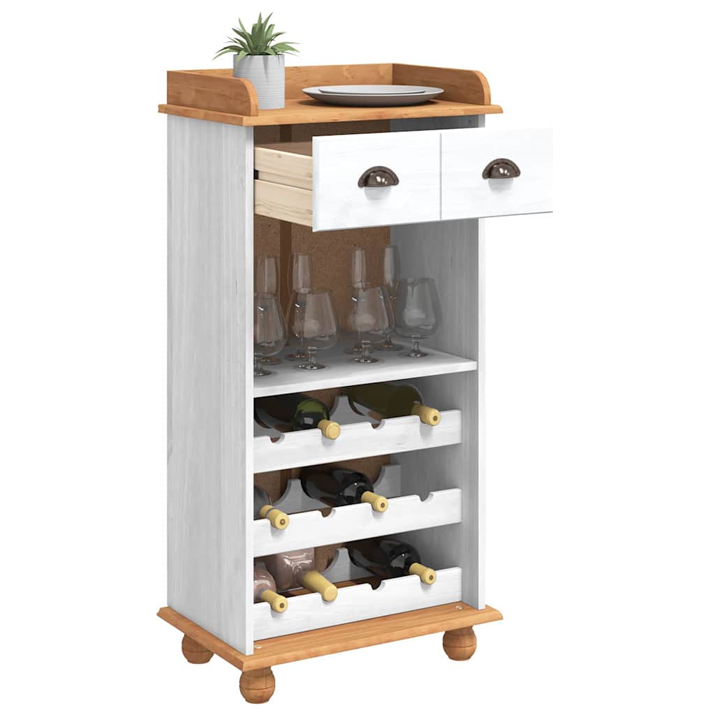 Wine Cabinet "ASKIM" with 12 Bottle Holders White Solid Wood Pine