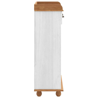 Wine Cabinet "ASKIM" with 12 Bottle Holders White Solid Wood Pine