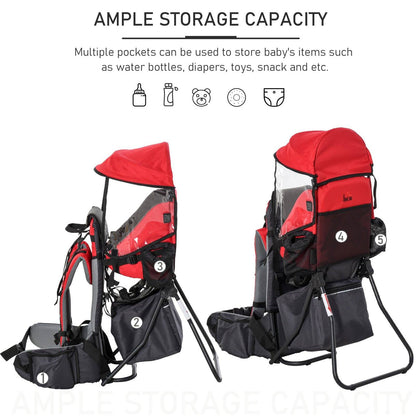 Baby Backpack Carrier for Hiking with Ergonomic Hip Seat Detachable Rain Cover