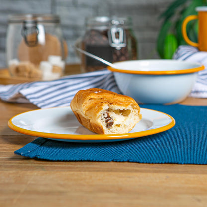 20cm White Enamel Side Plates - Pack of Six