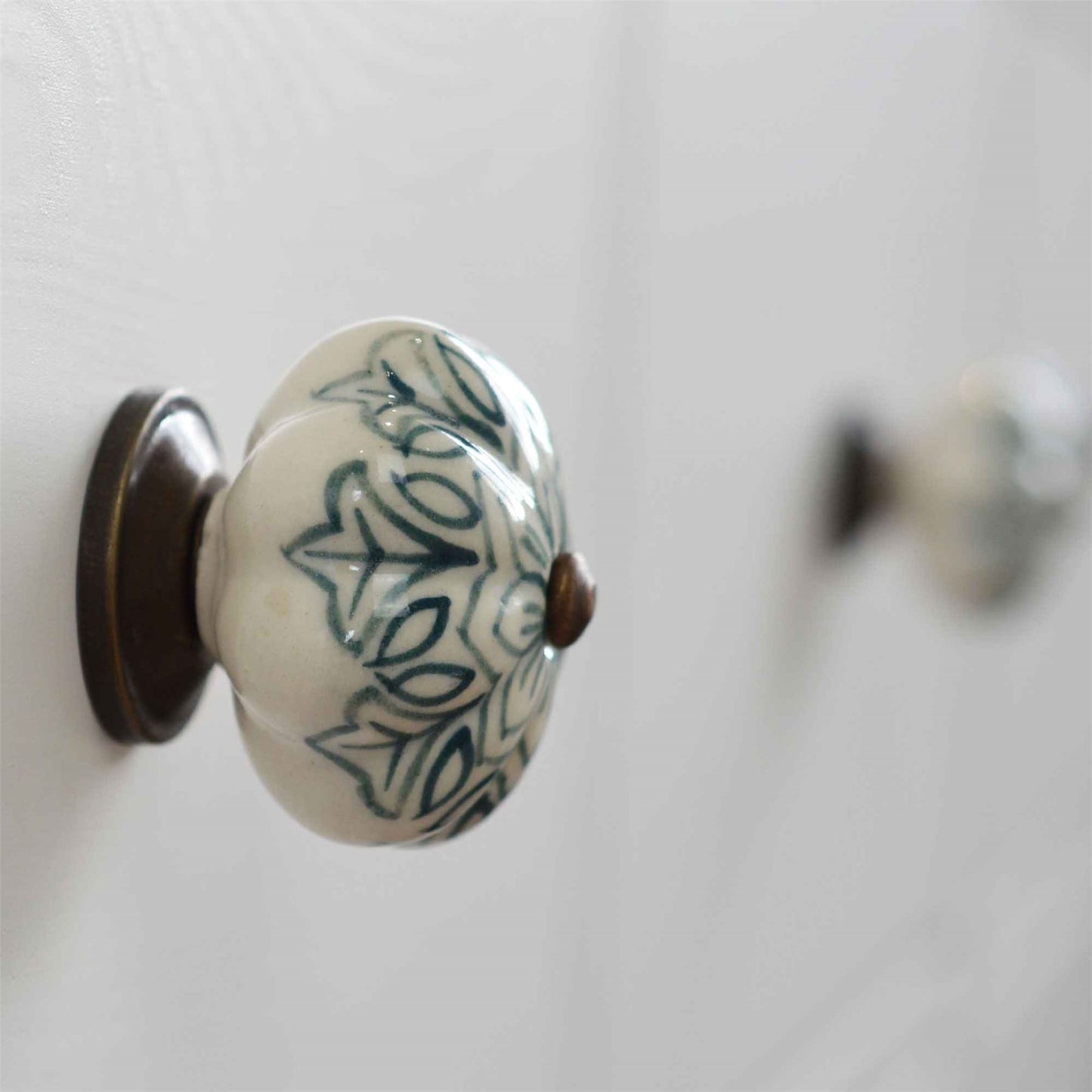 Vintage Floral Ceramic Cabinet Knob