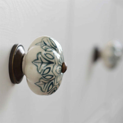 Vintage Floral Ceramic Cabinet Knob
