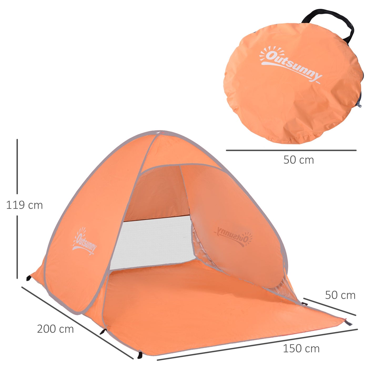 2 Person Pop Up Uv Shelter Shade-Orange