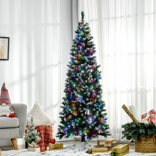 6FT Tall Prelit Pencil Slim Artificial Christmas Tree with Realistic Branches