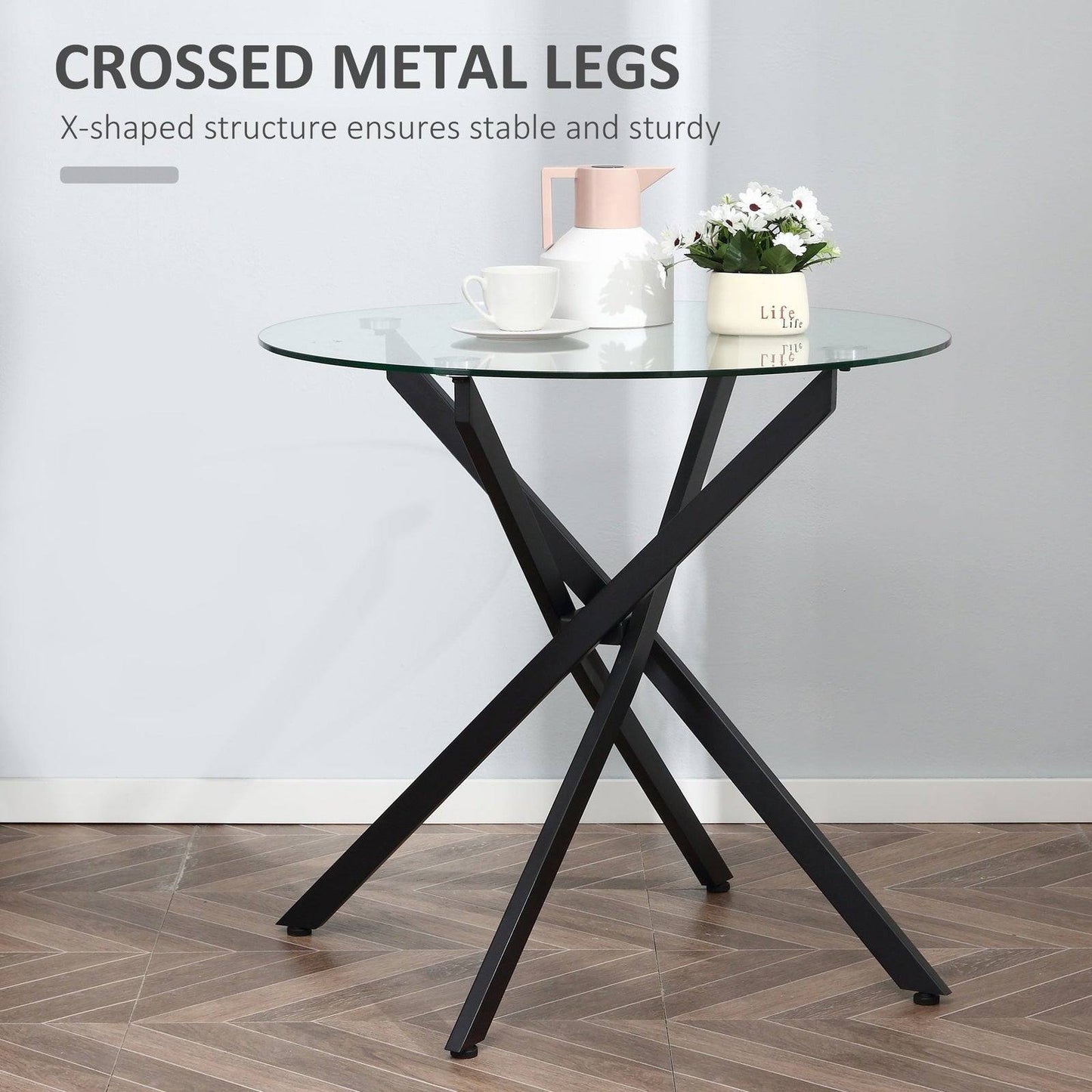 Side Table with Clear Tempered Glass Top