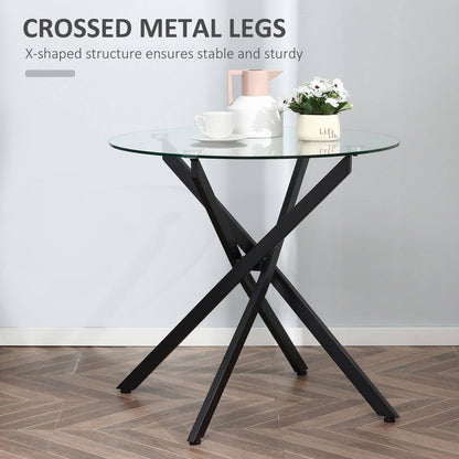 Side Table with Clear Tempered Glass Top