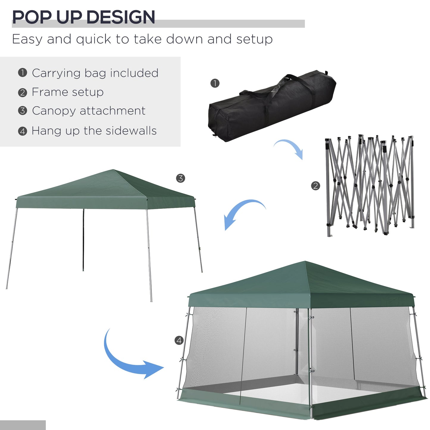 Outdoor Garden Pop-up Gazebo Canopy Tent Sun Shade Event Shelter Folding with Adjustable Height