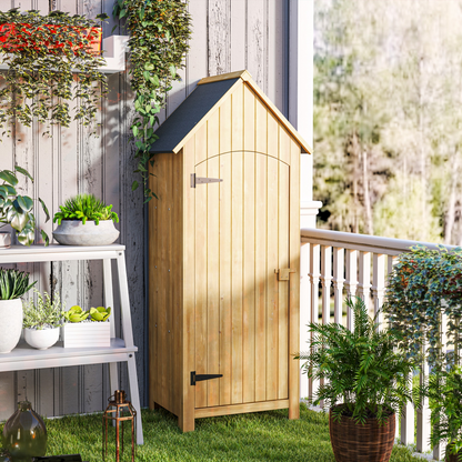 Outsunny Wooden Small Garden Shed with 3 Shelves and Tilt Roof