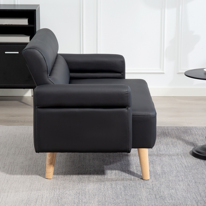 HOMCOM 2 Seater Sofa Settee, Modern Faux Leather Couch with Wood Legs