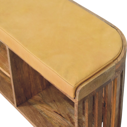 Artisan Furniture Solid Wood Slatted Oak-ish Bench with 3 slots