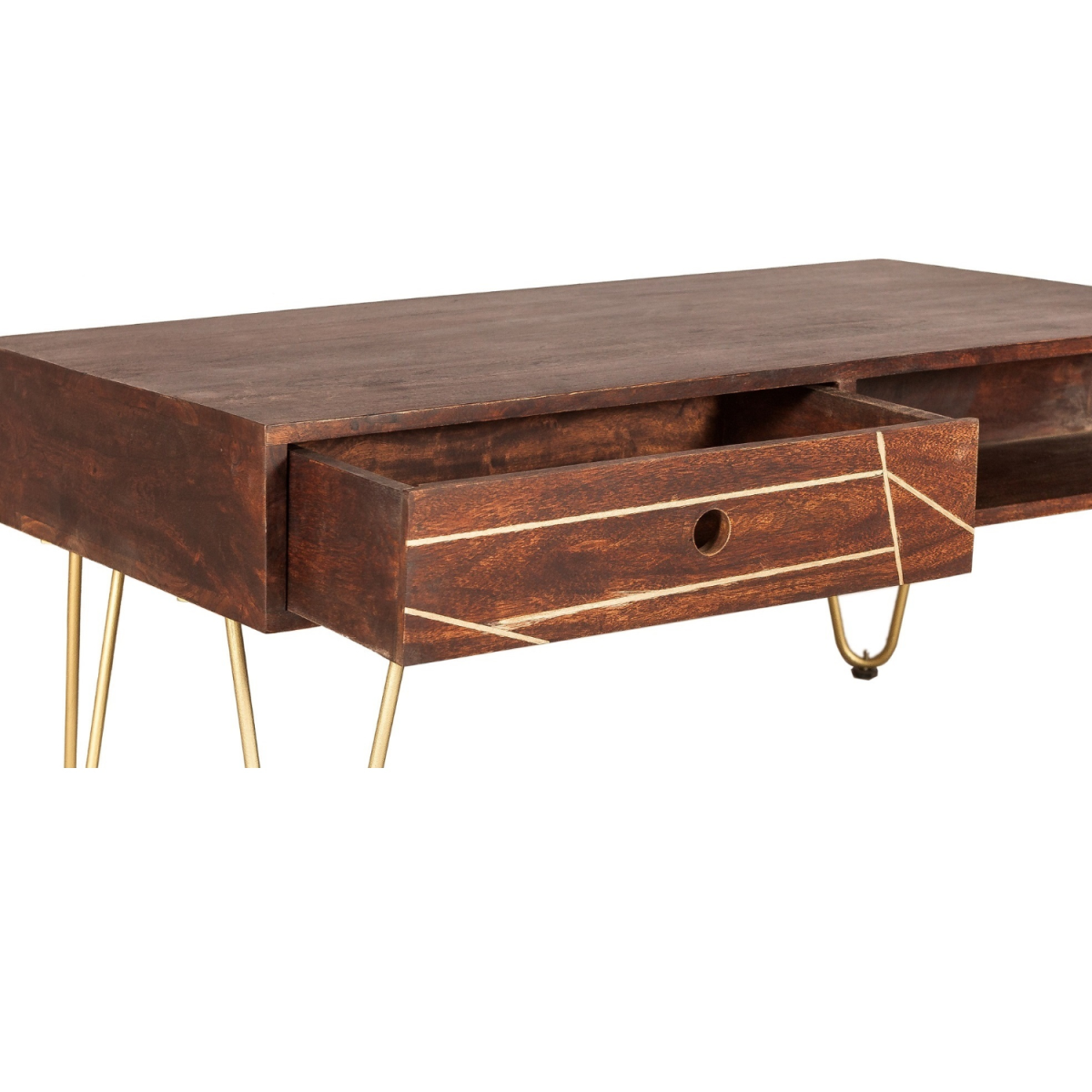 Dark Gold Rectangular Coffee Table With Drawer