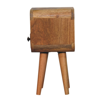 Artisan Furniture Solid Wood Extra Mini Oakish Curve Open Slot Bedside, 1 Drawer, Brown