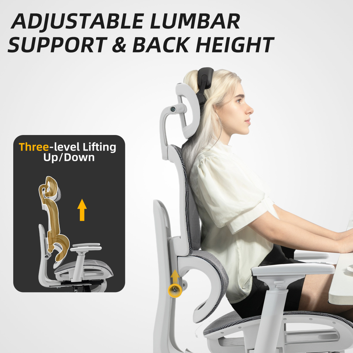 HOMCOM Ergonomic Office Chair Swivel Computer Chair with 3D Armrest Grey