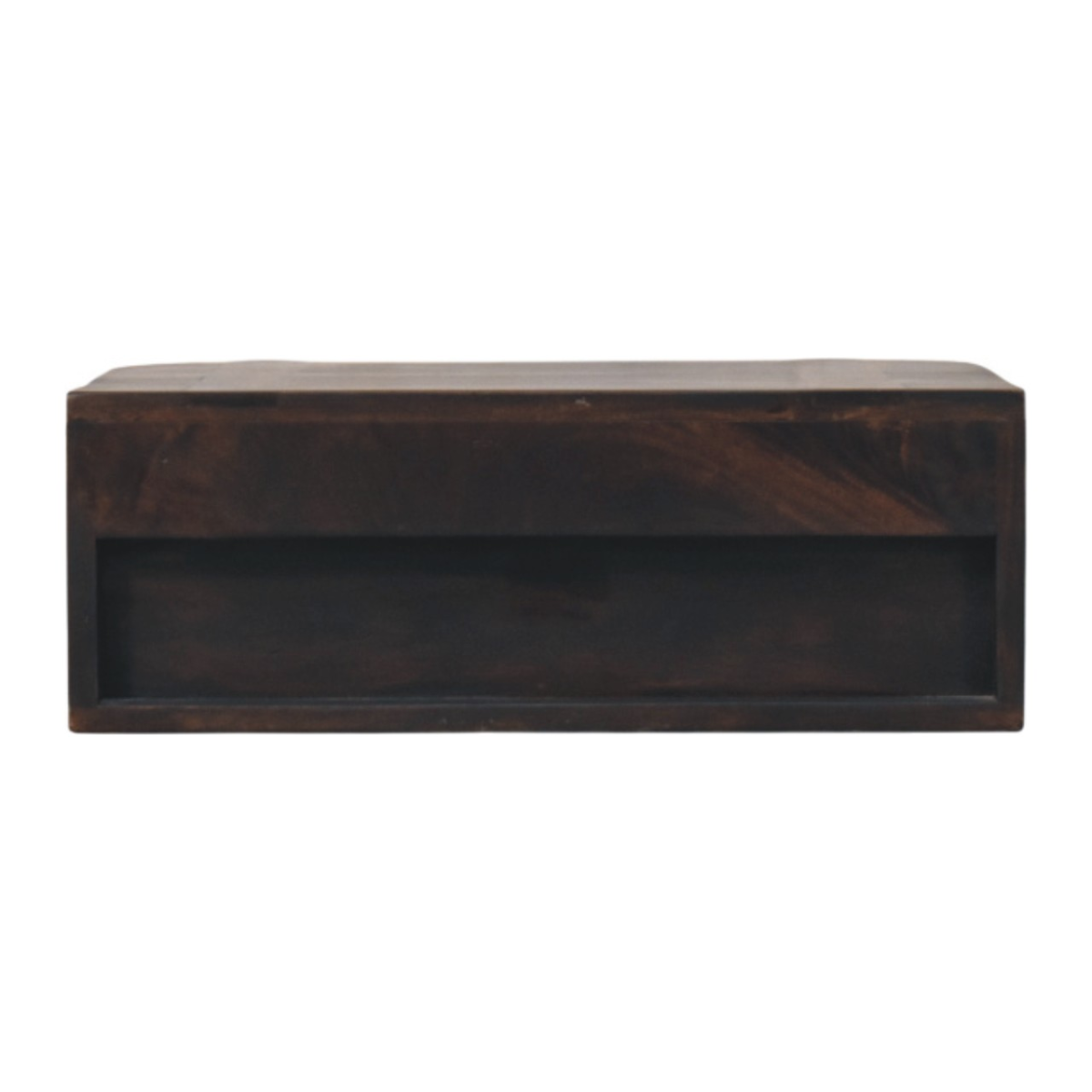 Artisan Furniture Solid Wood Rattan Curve Wall-Mounted Drawer, Dark Brown