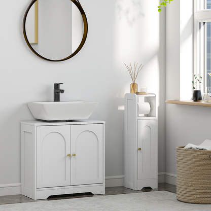 HOMCOM Modern Under Sink Cabinet for Basin without or with Pedestal, White