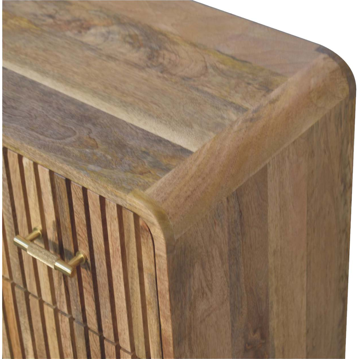 Artisan Furniture Solid Mango Wood T-bar Ridged Chest