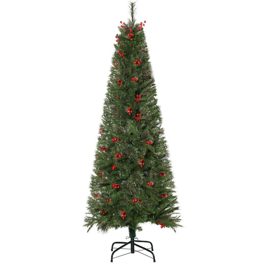 Homcom 7ft Pencil Artificial Christmas Tree with Realistic Branches