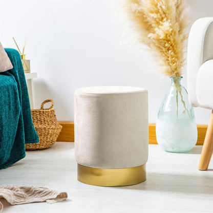 Round Velvet Footstool