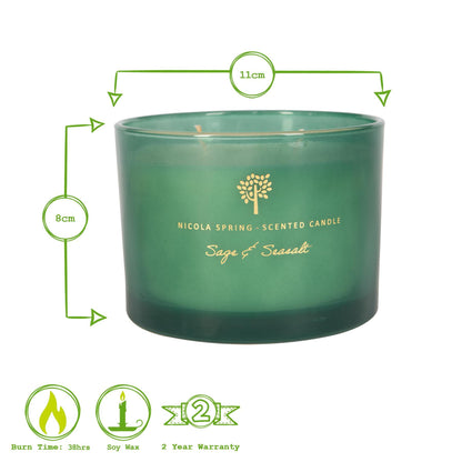 350g Double Wick Sage & Seasalt Soy Wax Scented Candle