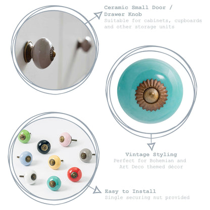 Round Ceramic Cabinet Knobs - 9 Colours