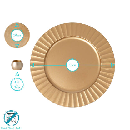 18pc Round Fluted Charger Plates Set - 33cm