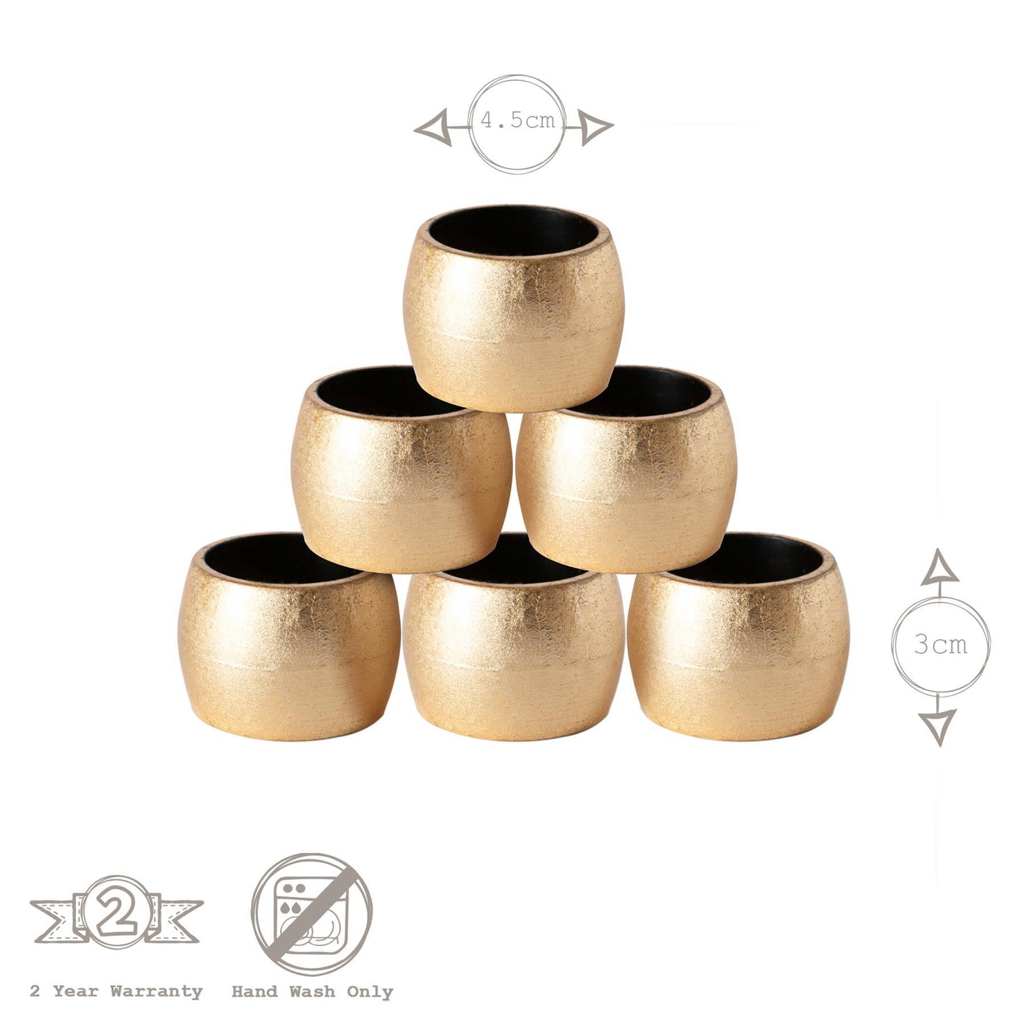 Metallic Gold Melamine Napkin Rings - Pack of Six