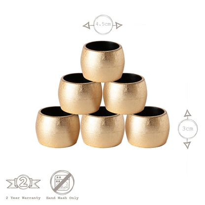 Metallic Gold Melamine Napkin Rings - Pack of Six
