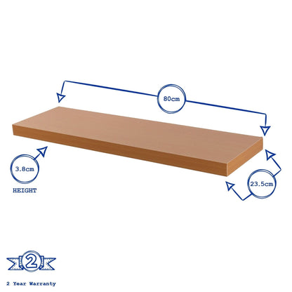 80cm Brown Modern Floating Shelves - Pack of Two