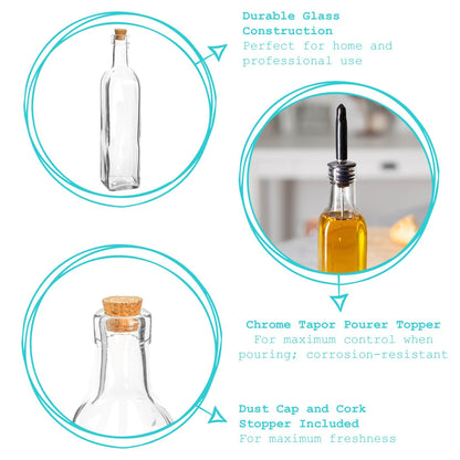 500ml Glass Olive Oil Pourer Bottle with Cork Lid