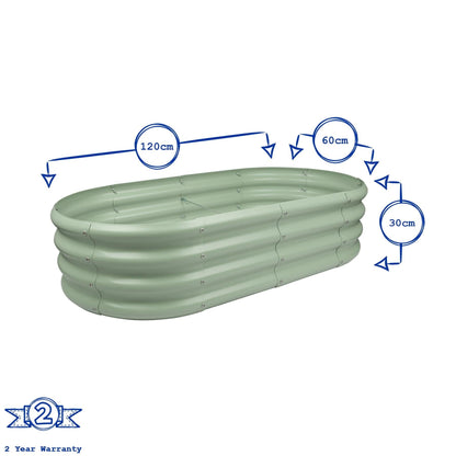 120cm x 60cm Rounded Galvanised Steel Raised Garden Bed