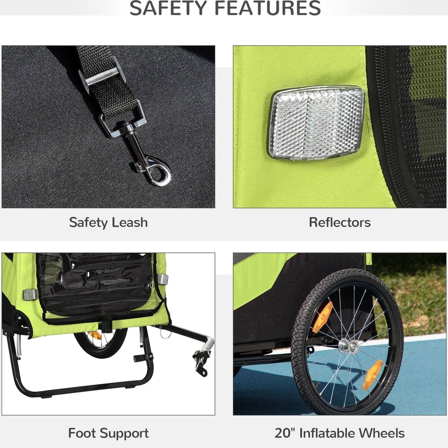 PawHut 2 in 1 Dog Bike Trailer Pet Stroller for Large Dogs with Hitch