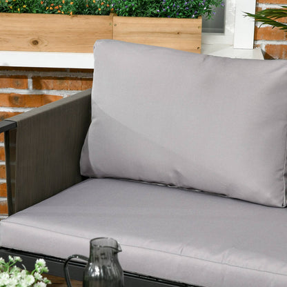 4-Piece Metal Garden Furniture Set with Tempered Glass Coffee Table