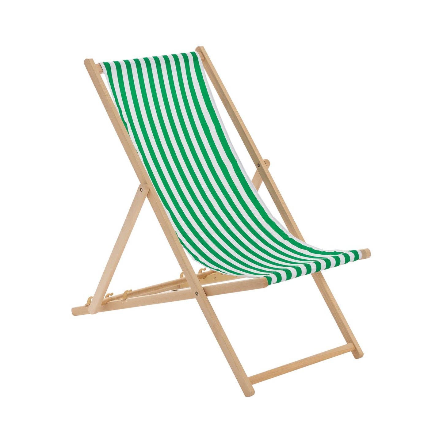 Green Stripe Folding Wooden Deck Chair