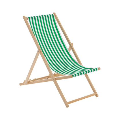 Green Stripe Folding Wooden Deck Chair