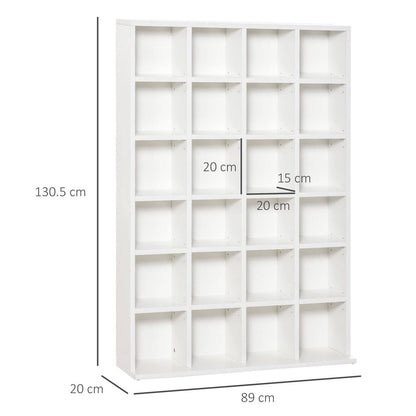 480 CD / 312 DVD Storage Shelf Rack Media Storage Unit Shelves Racks Wooden Bookcase Display Unit with 4 Adjustable Shelves White